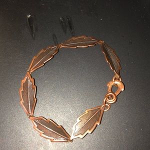 Solid copper leafs bracelet